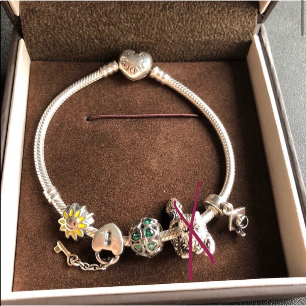 Authentic Pandora Bracelet With 4 Pandora Charms